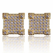 Hot selling square full diamond earrings hip hop jewelry copper women accessories bar jewelry